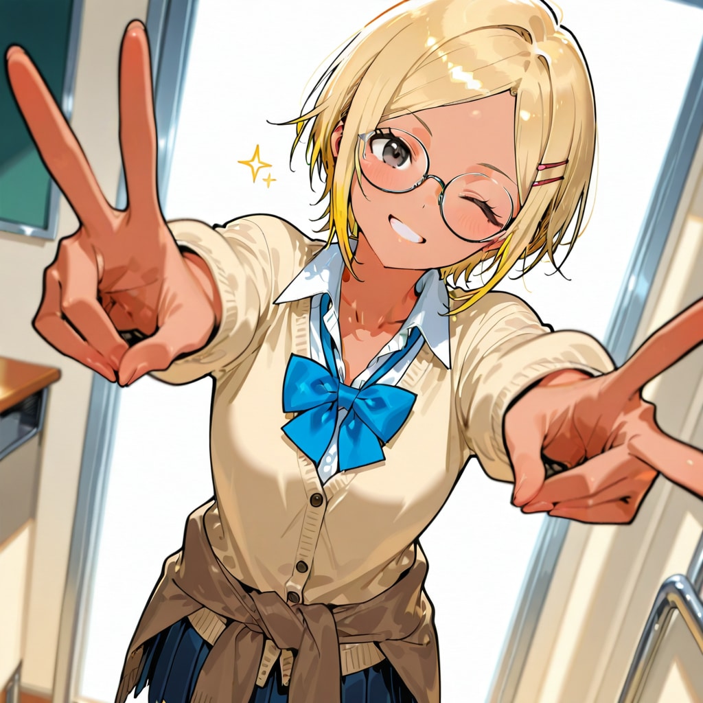 黒ギャルメガネっ娘