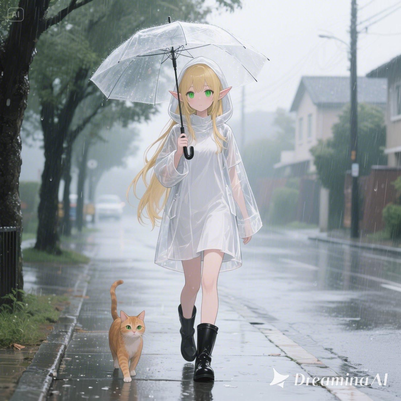 雨の耳先、透明な朝 | の人気AIイラスト・グラビア