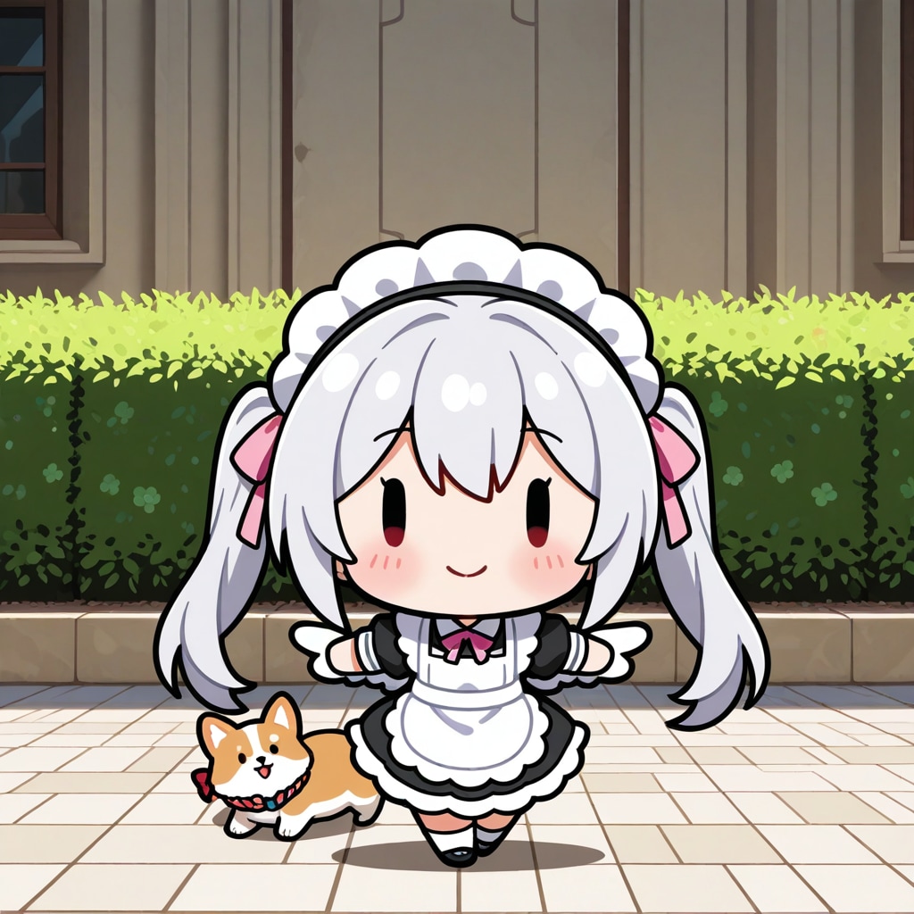 コーギーとチビメイドさん