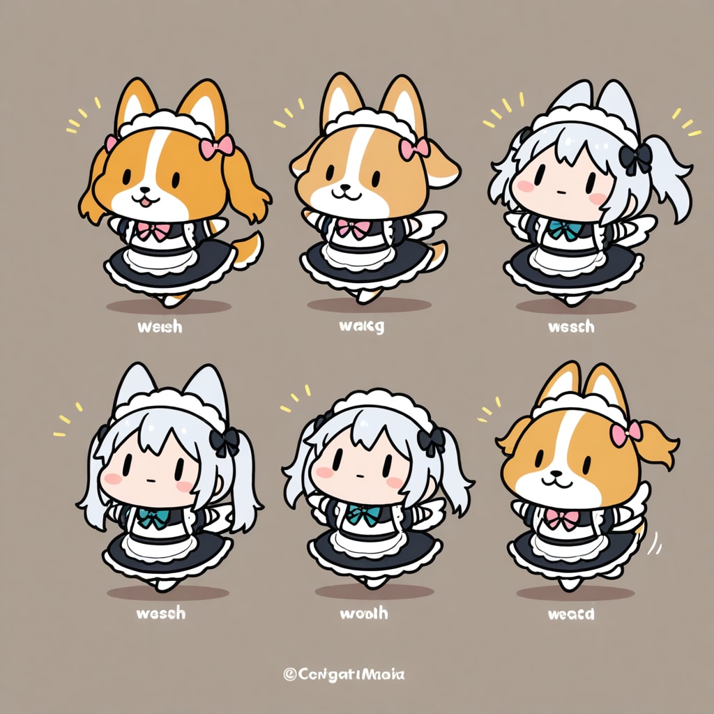 コーギーとチビメイドさん