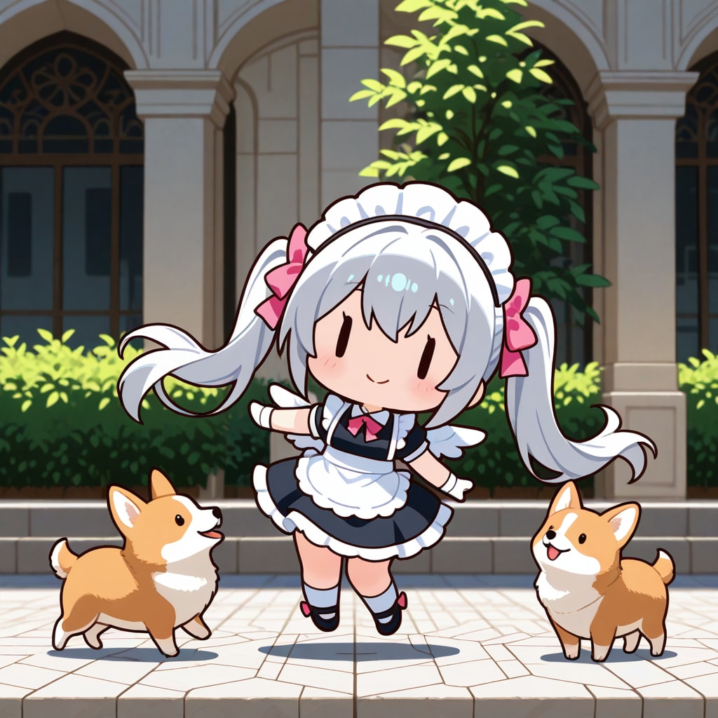 コーギーとチビメイドさん