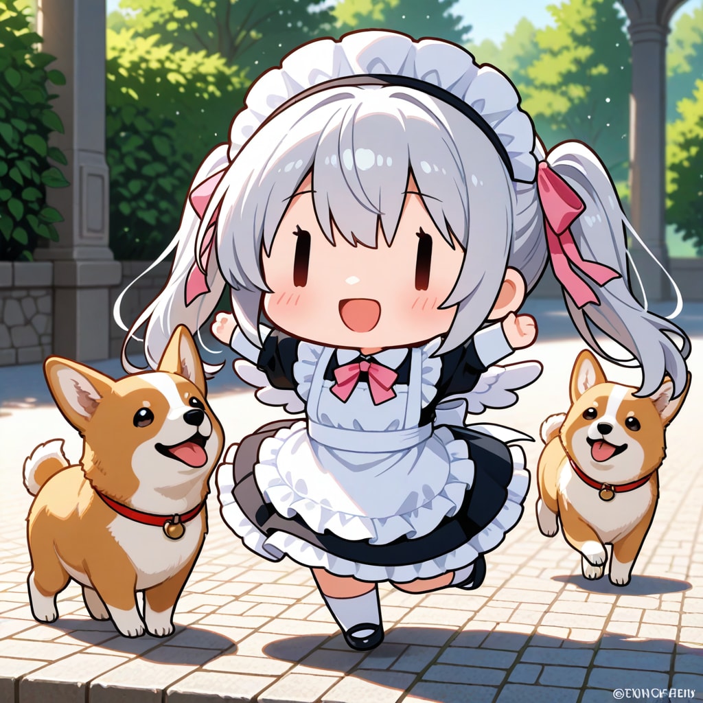 コーギーとチビメイドさん