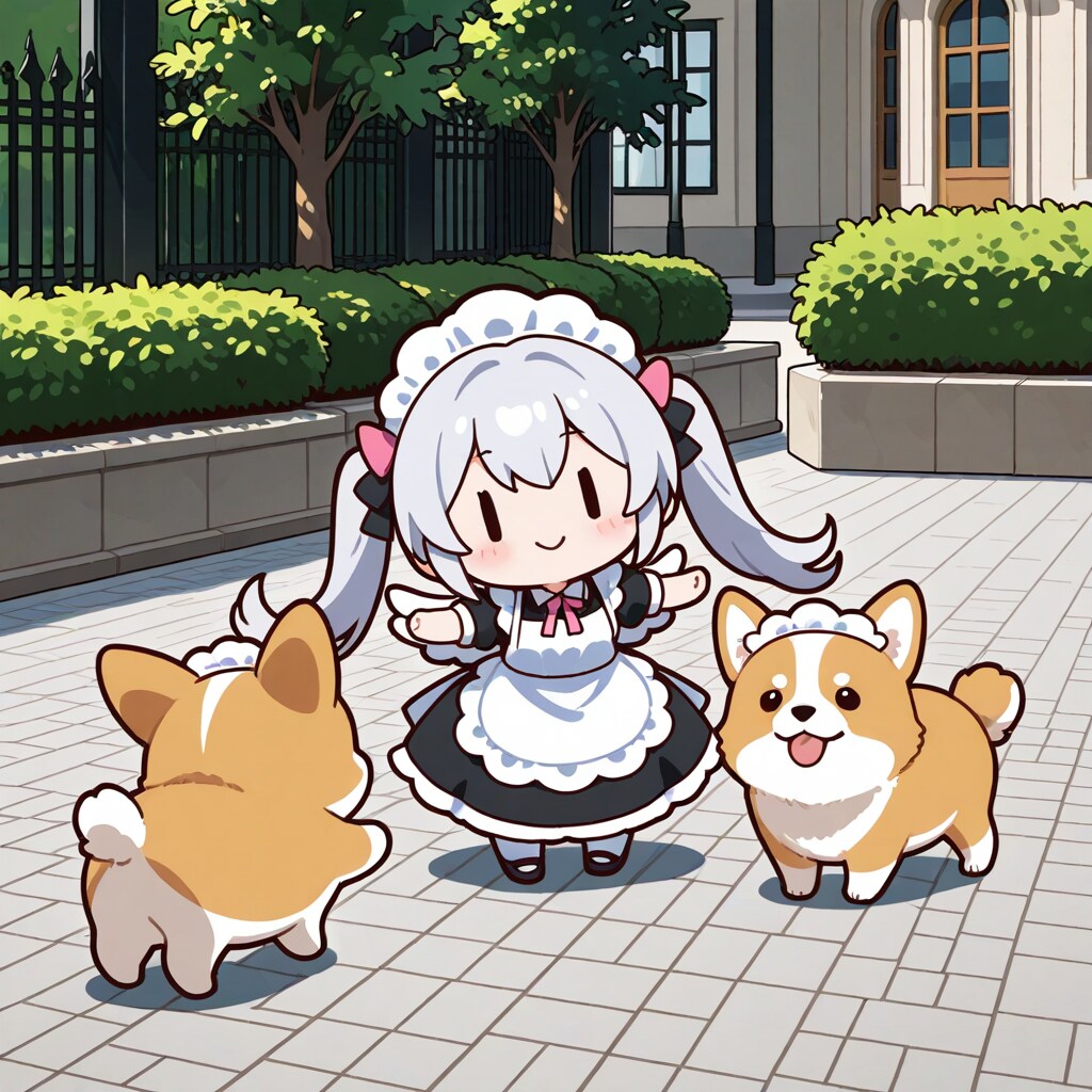 コーギーとチビメイドさん