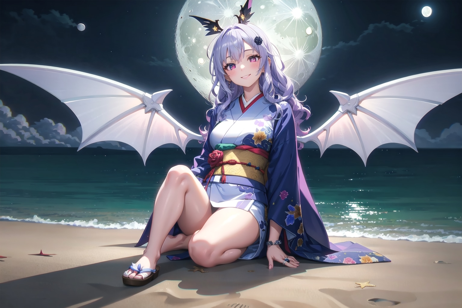 夜の海の着物