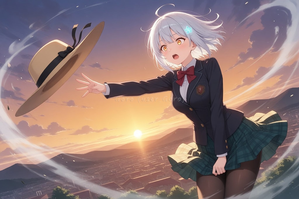 渕岳彩翔さん、帽子を飛ばされる