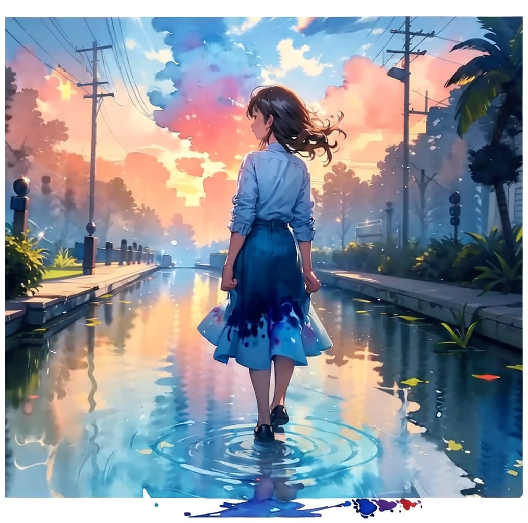 水たまりと少女27 | の人気AIイラスト・グラビア