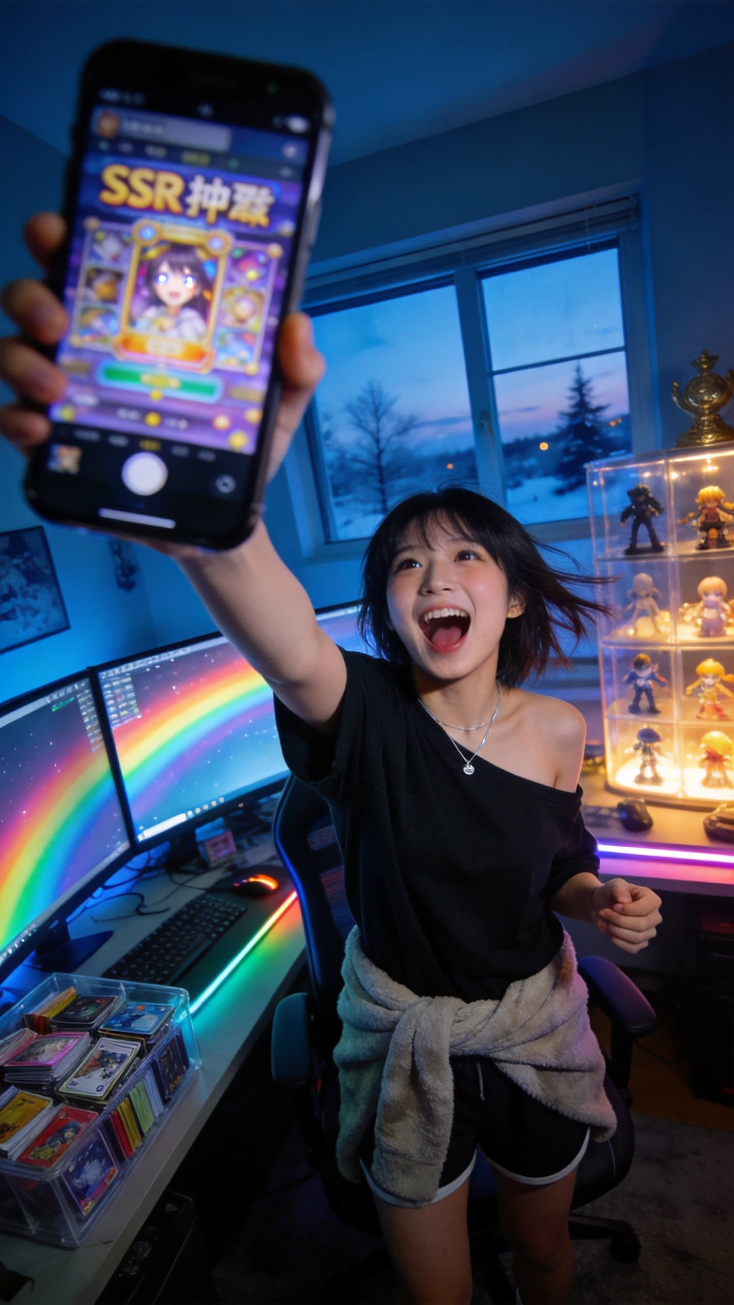 Rainbow Lights Across the Gamer’s Room | の人気AIイラスト・グラビア