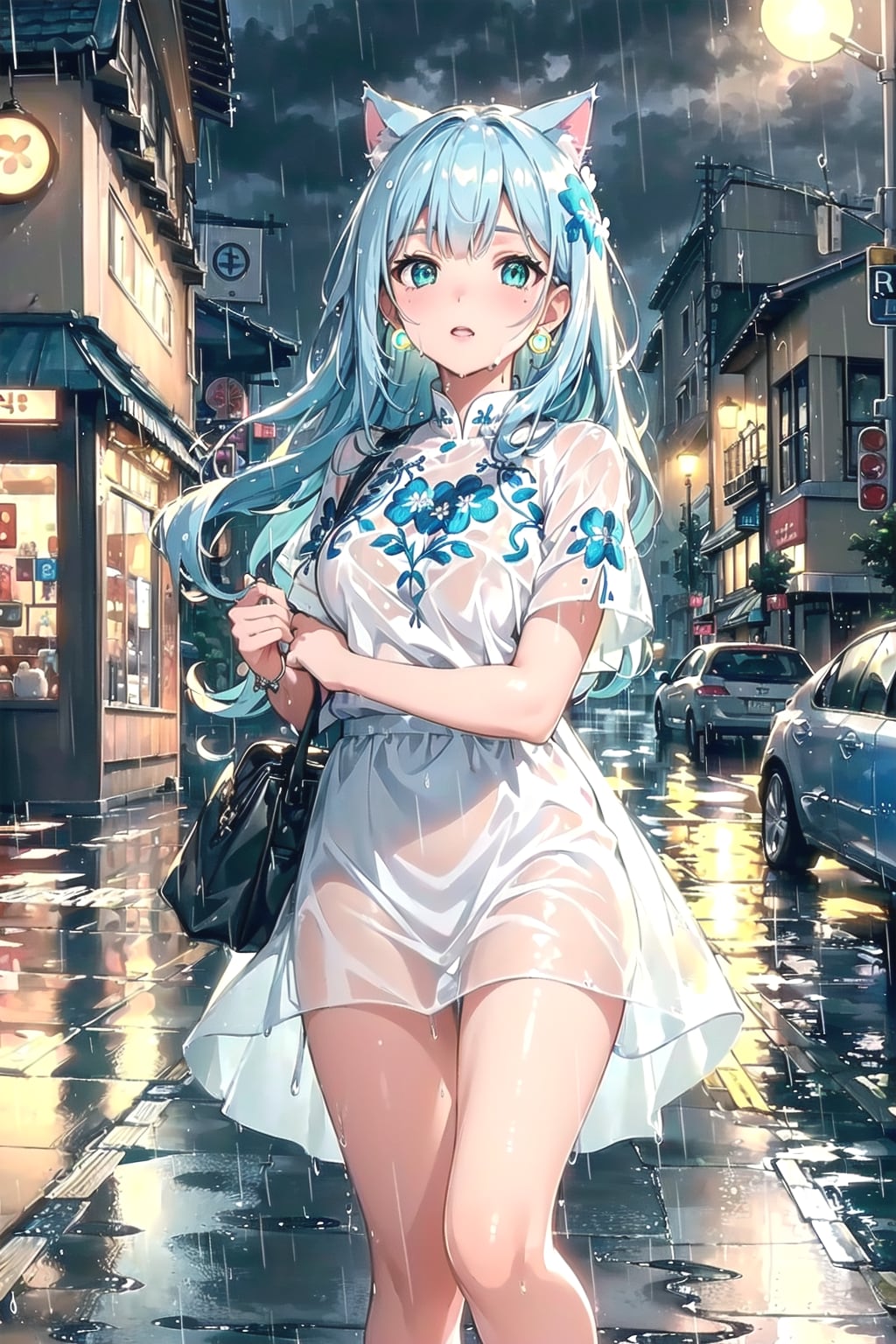 やだ💦雨降ってきました🐱💦 | の人気AIイラスト・グラビア