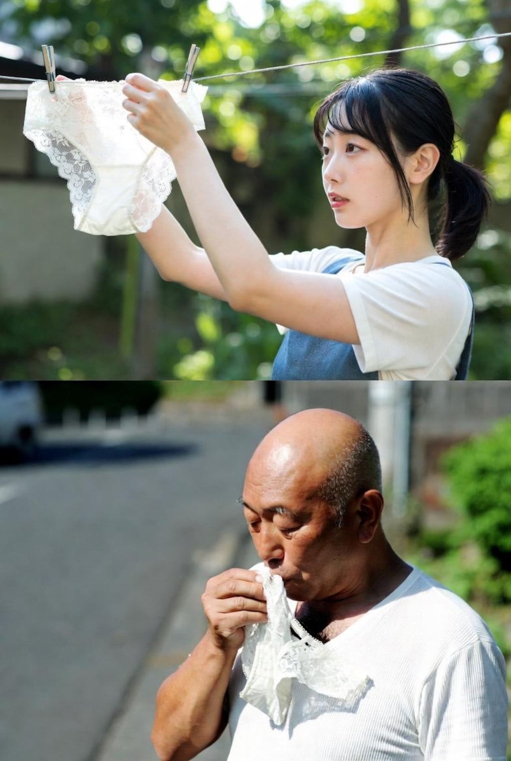 民家の下着を盗んじゃうおじさん