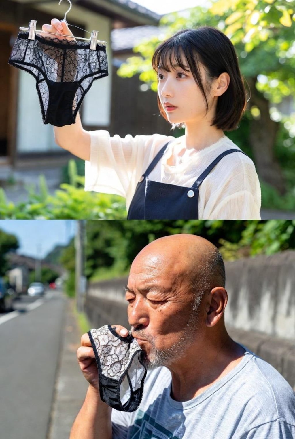 民家の下着を盗んじゃうおじさん