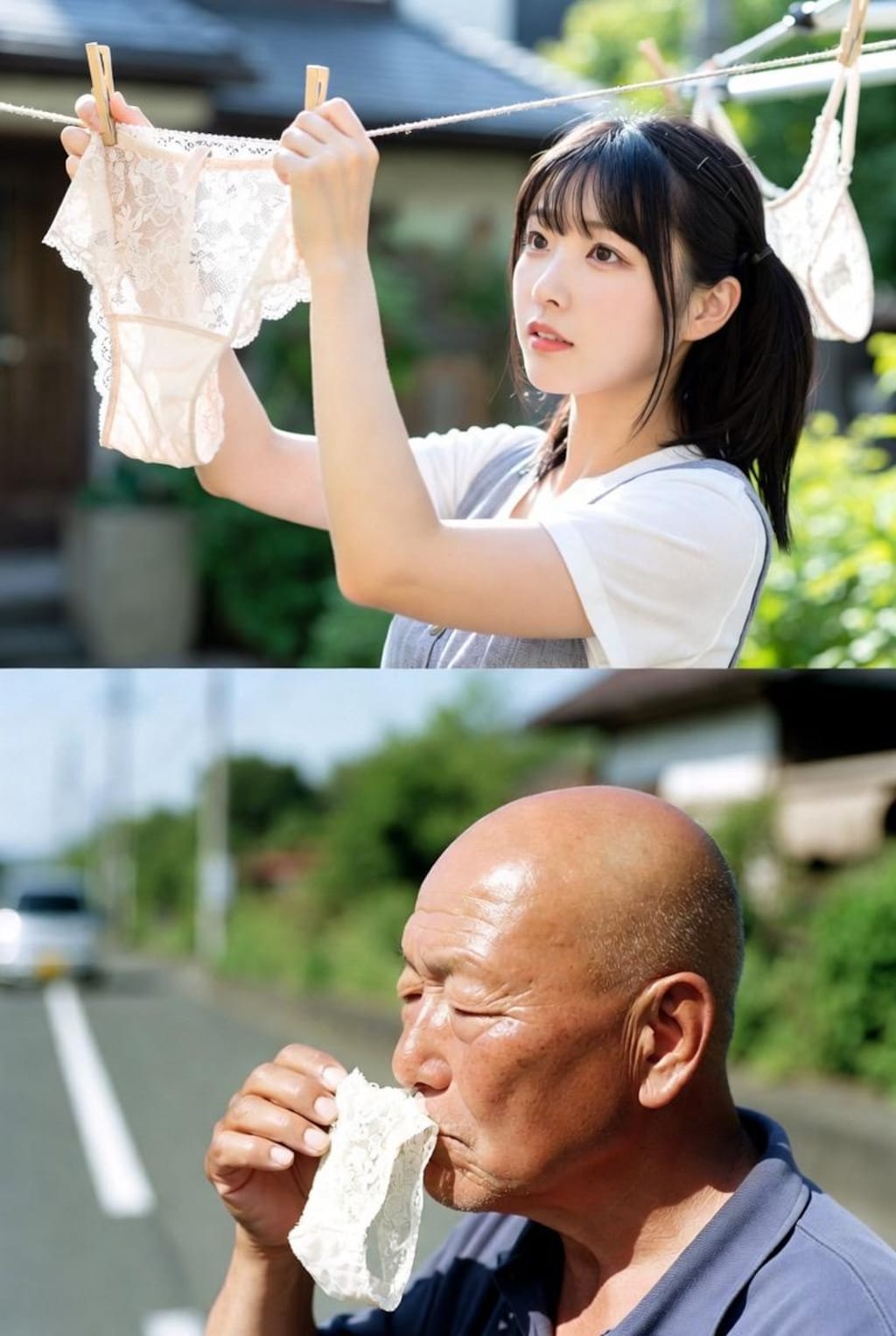 民家の下着を盗んじゃうおじさん