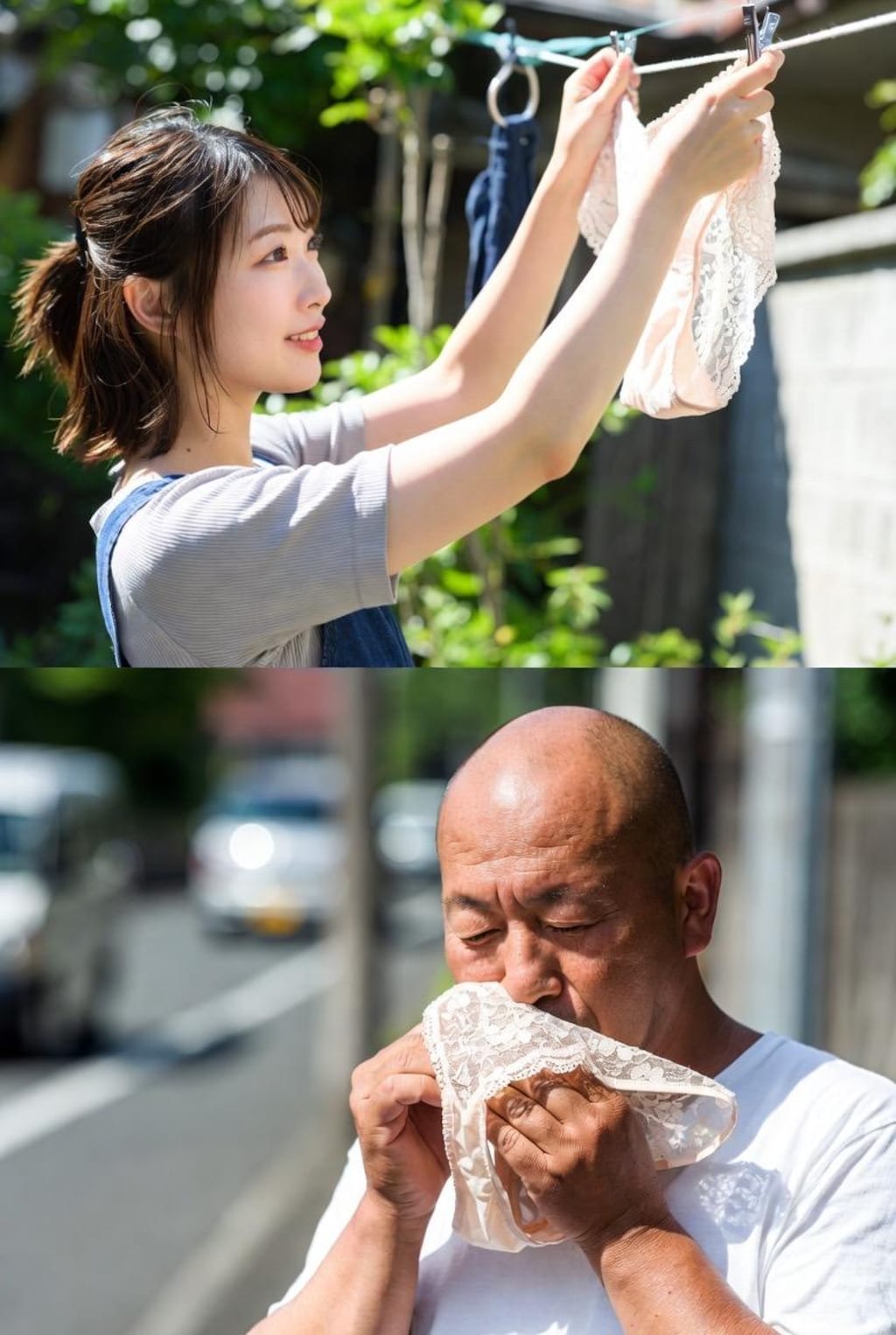 民家の下着を盗んじゃうおじさん
