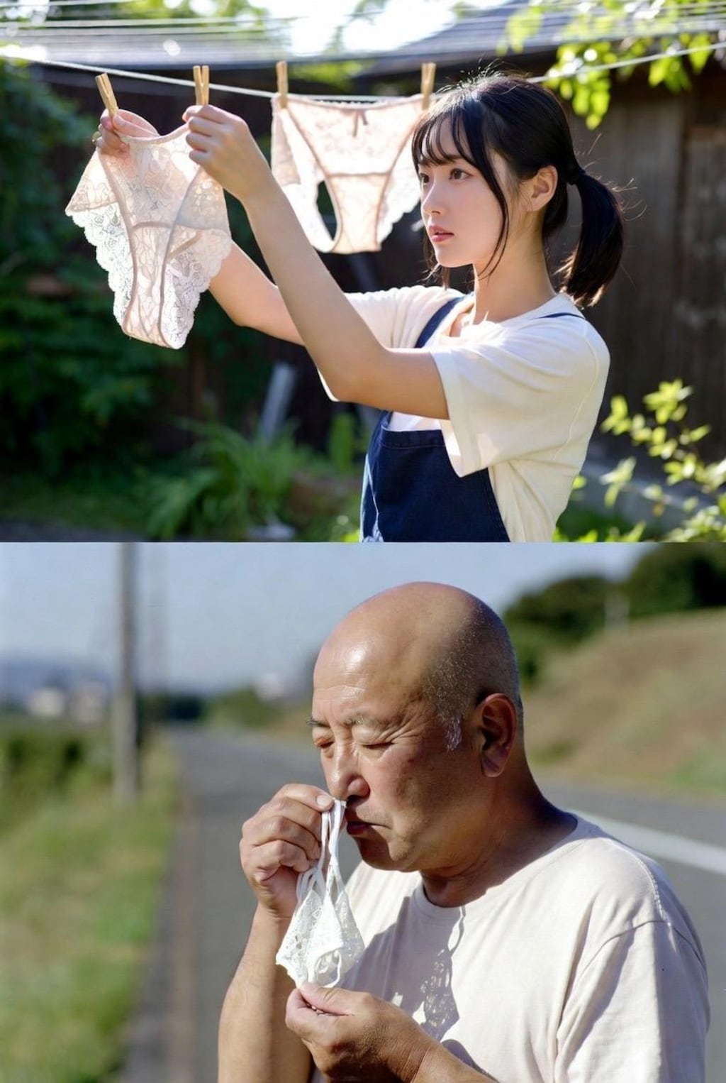 民家の下着を盗んじゃうおじさん
