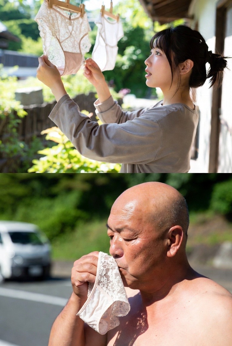 民家の下着を盗んじゃうおじさん
