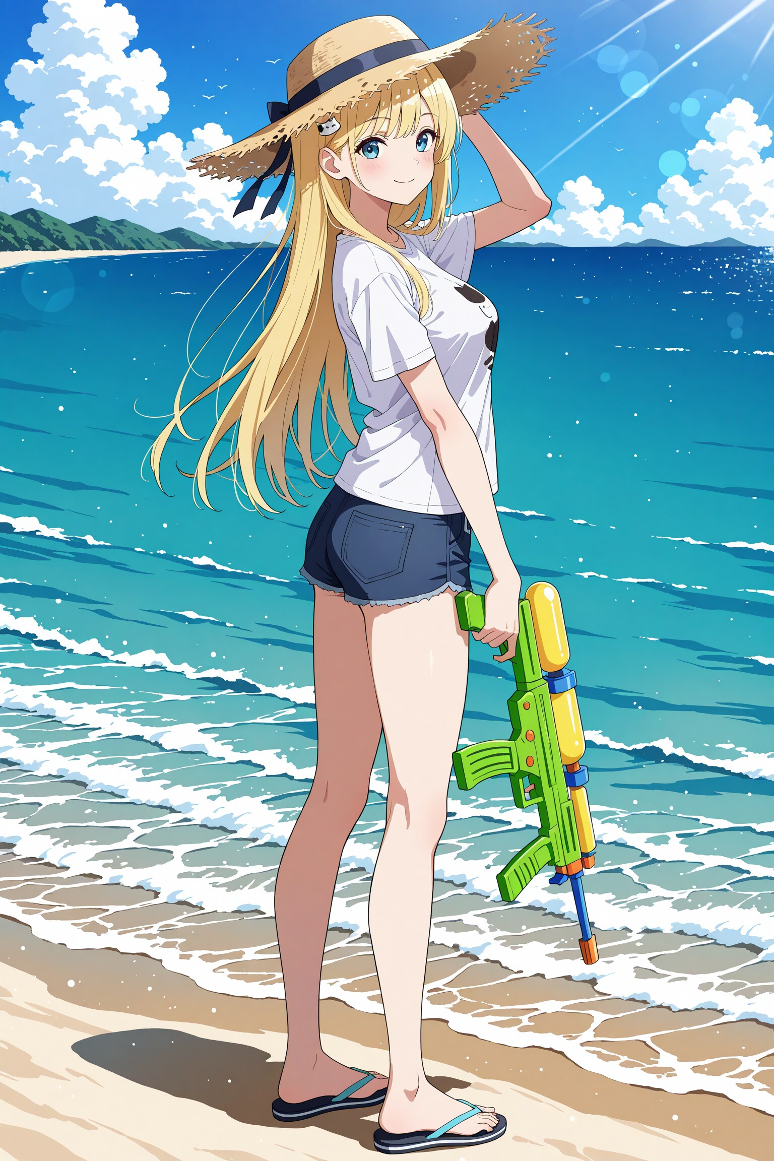 ホットパンツと水鉄砲