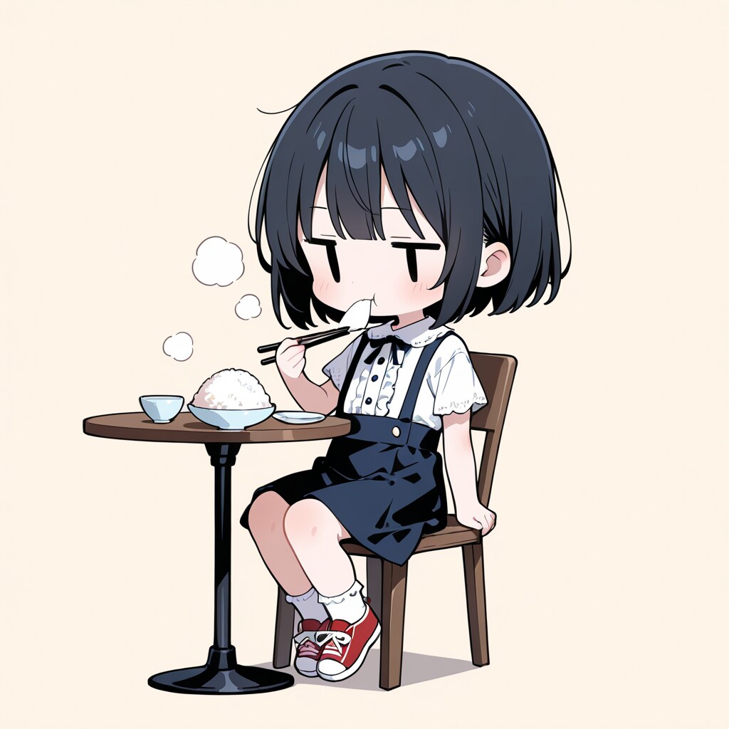 お米を食べる