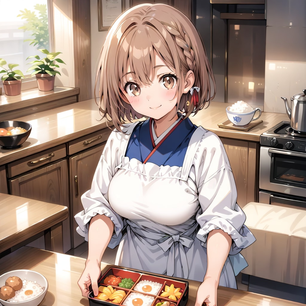 割烹着の妻　お弁当できましたよ | の人気AIイラスト・グラビア