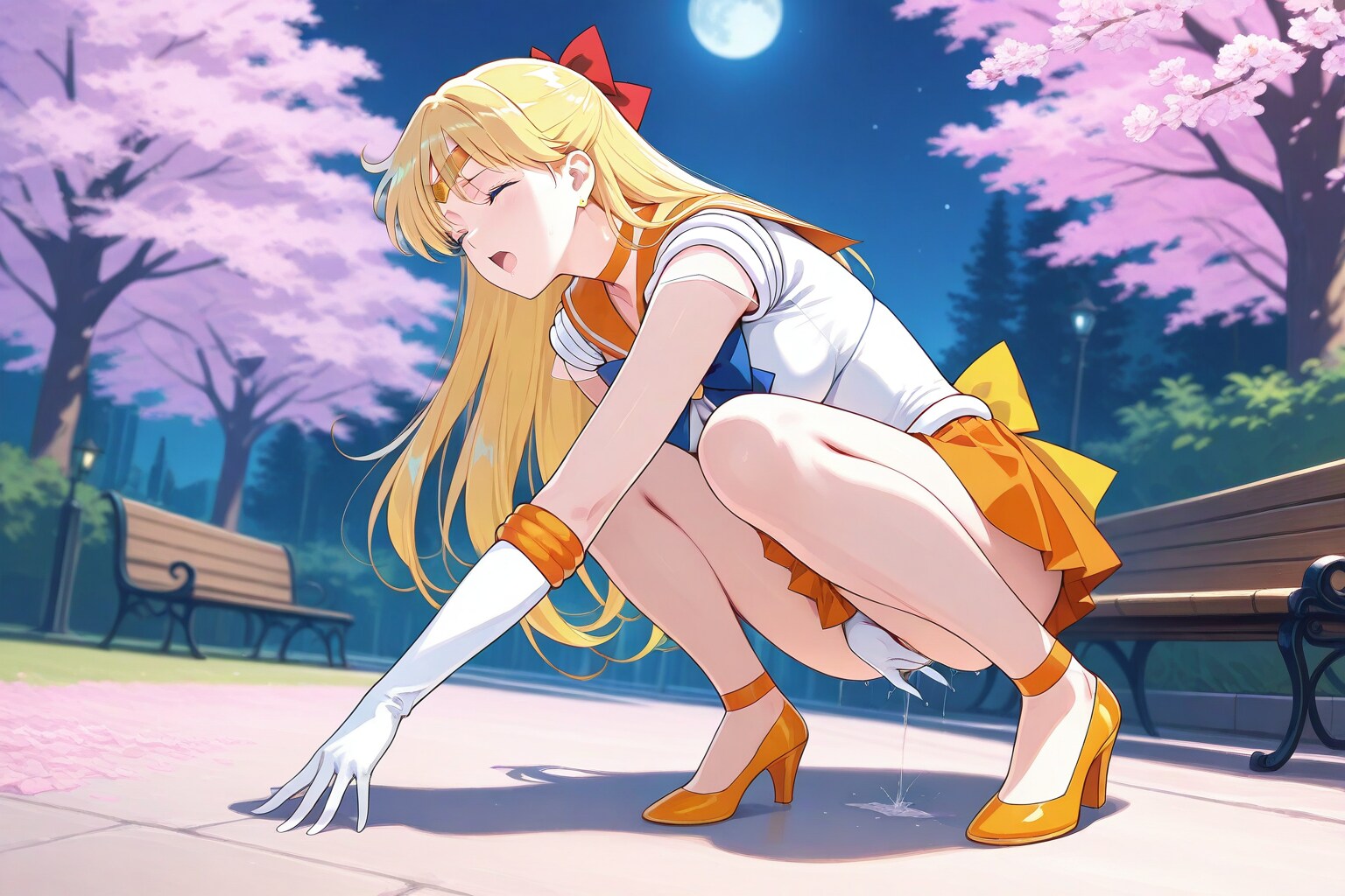 * セーラー・ビーナス、夜の公園にて・・・。