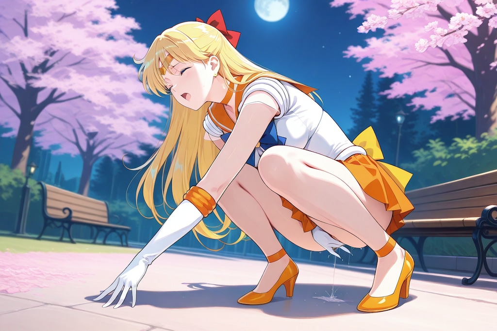 * セーラー・ビーナス、夜の公園にて・・・。