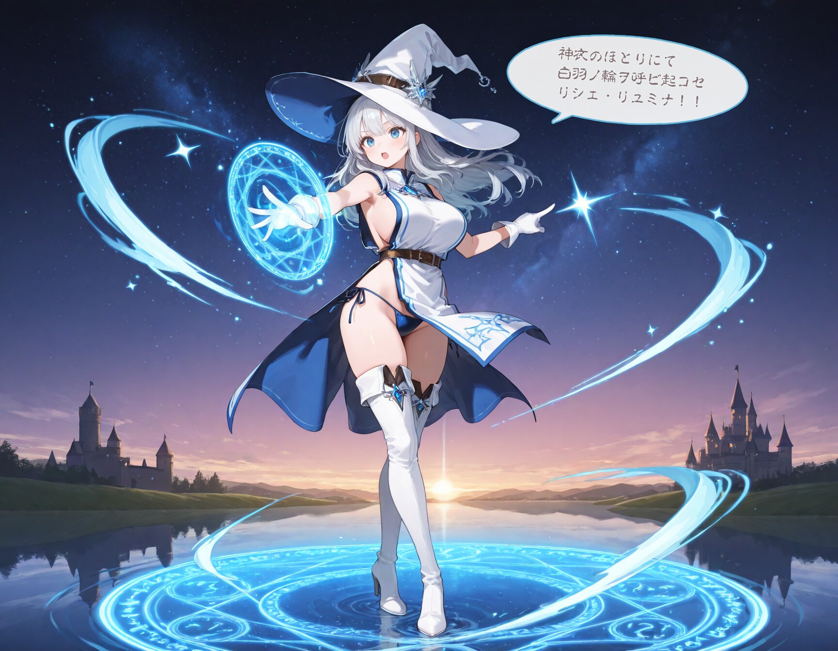 魔法を唱える白魔少女