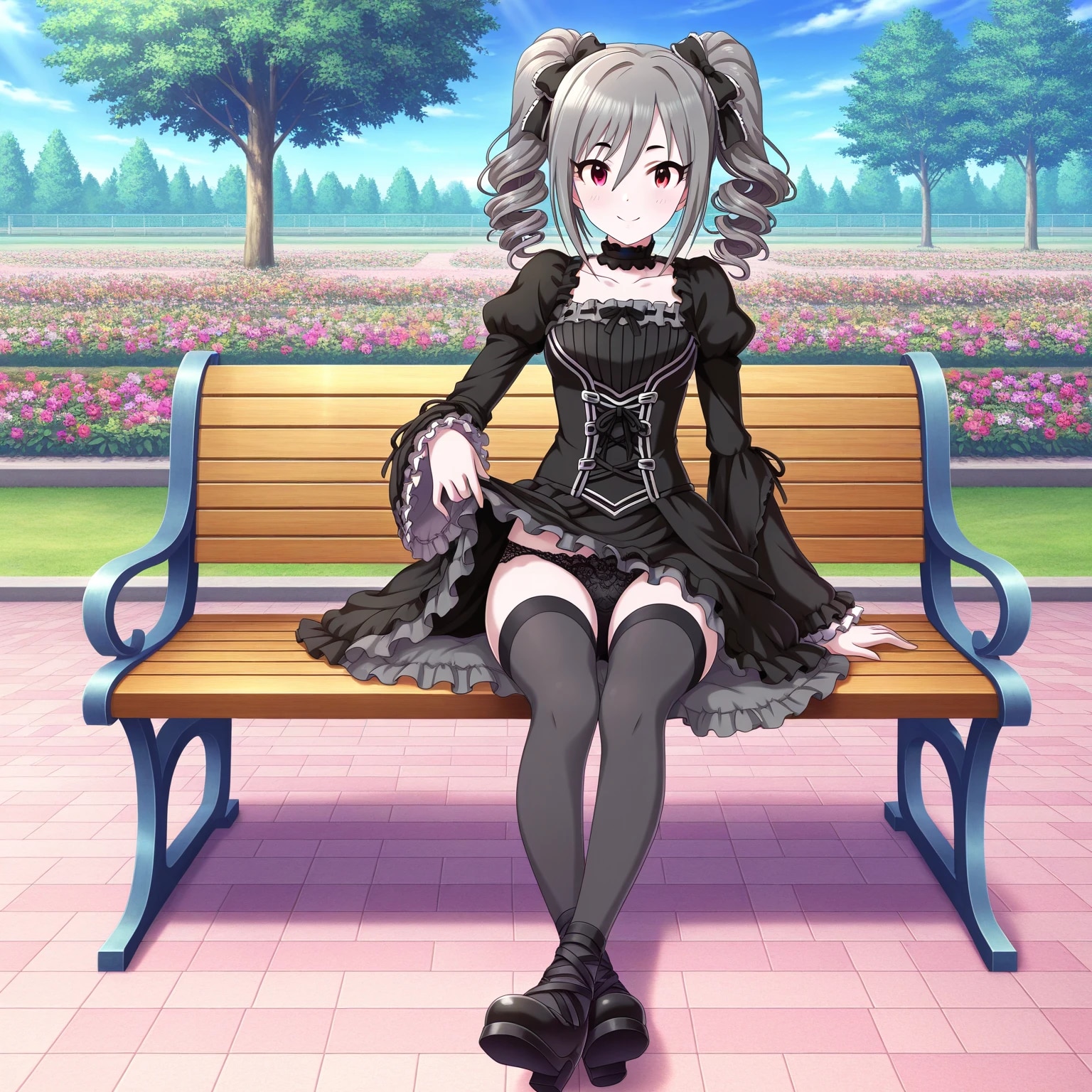 神崎蘭子【ベンチ腰掛パンチラ】