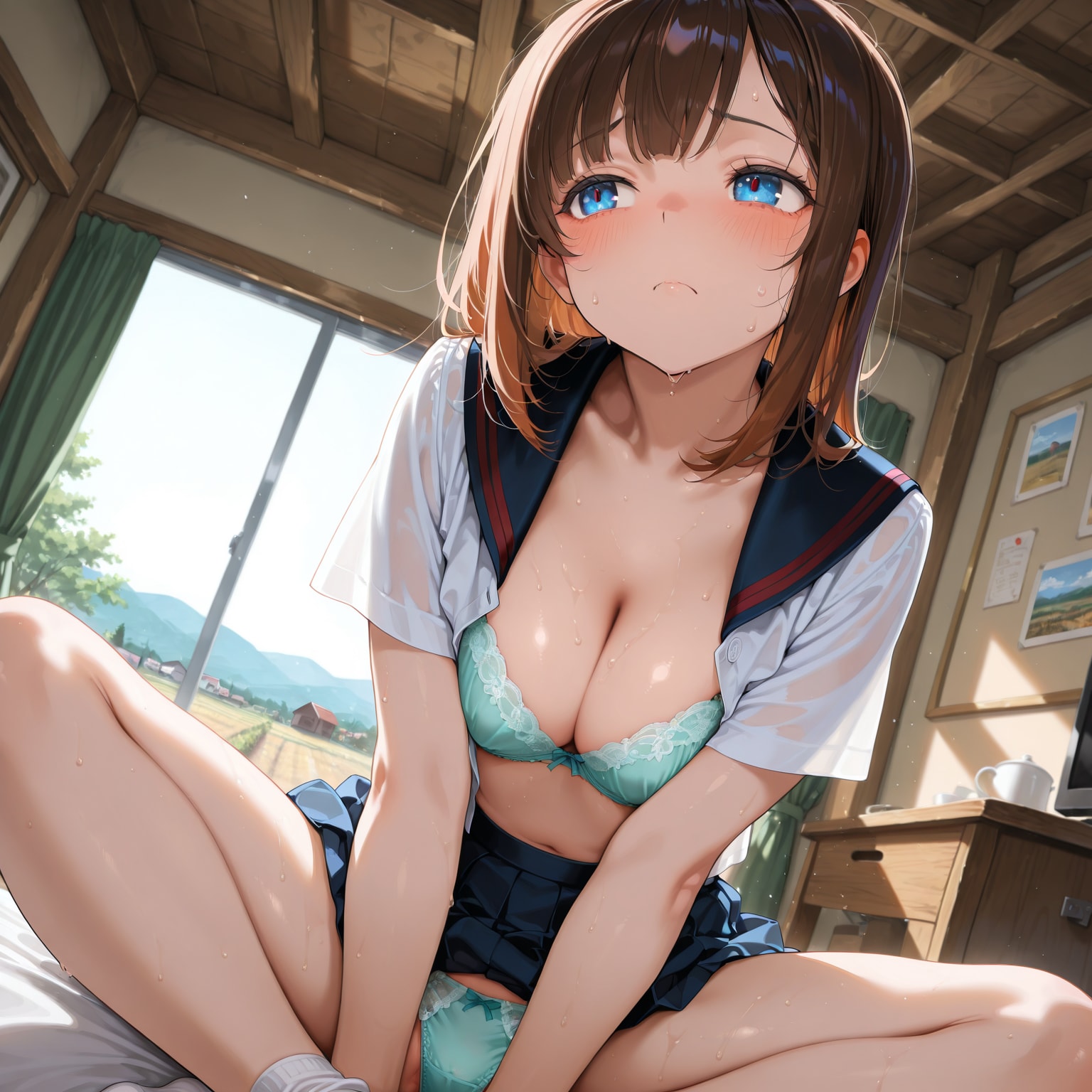 朝から暑い…制服ちゃん
