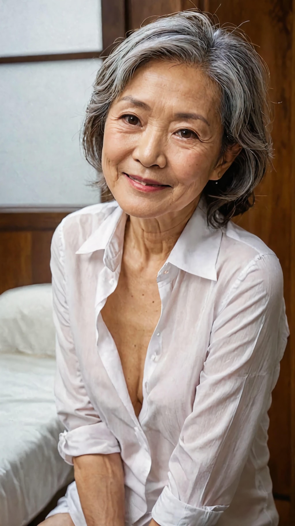 Yシャツだけ熟女