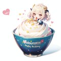 クリームプリンに入ってクリームプリンを楽しんでいるちびちゃん 2枚目