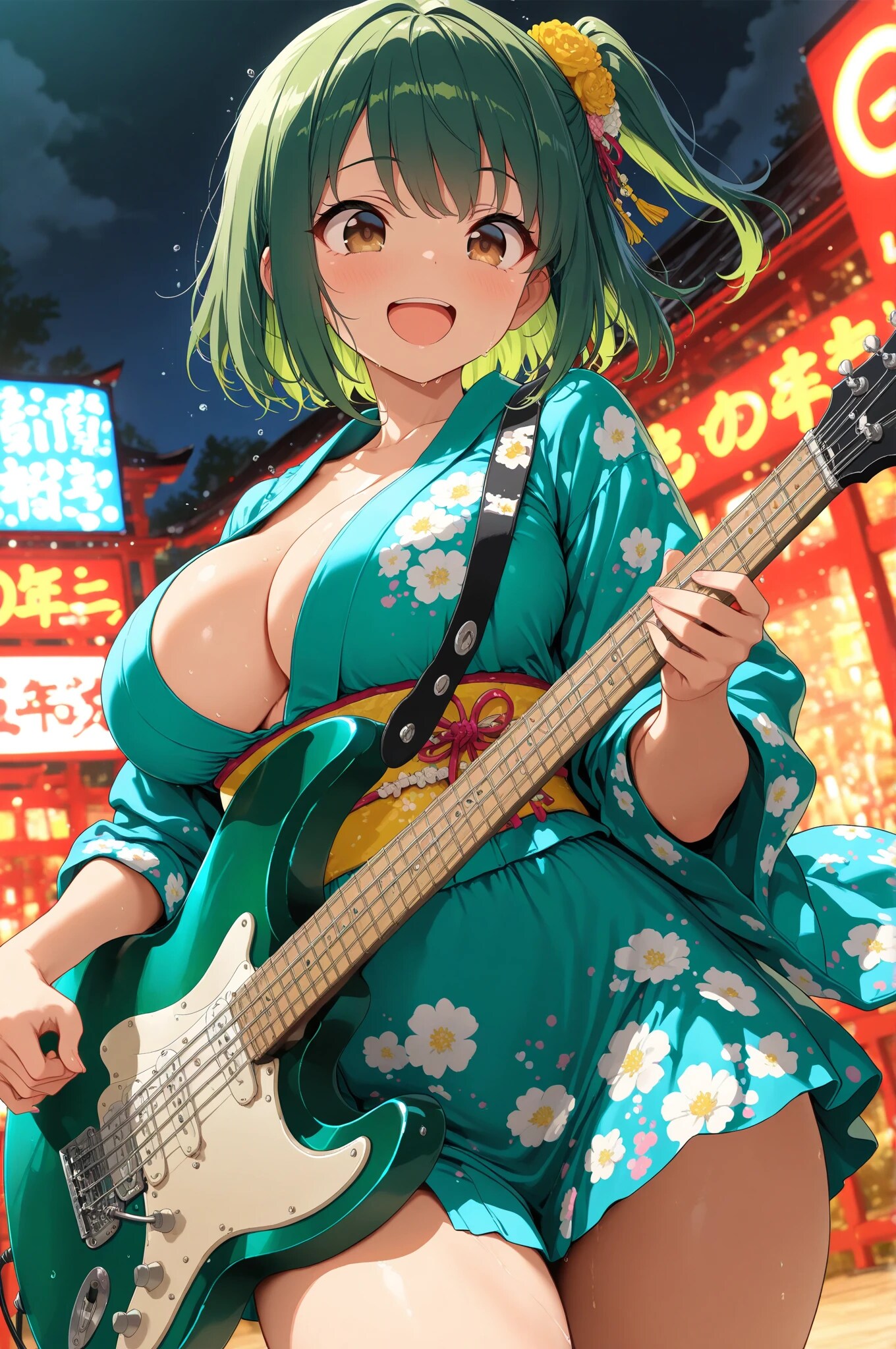 ギターを手に取るよもぎちゃん✨