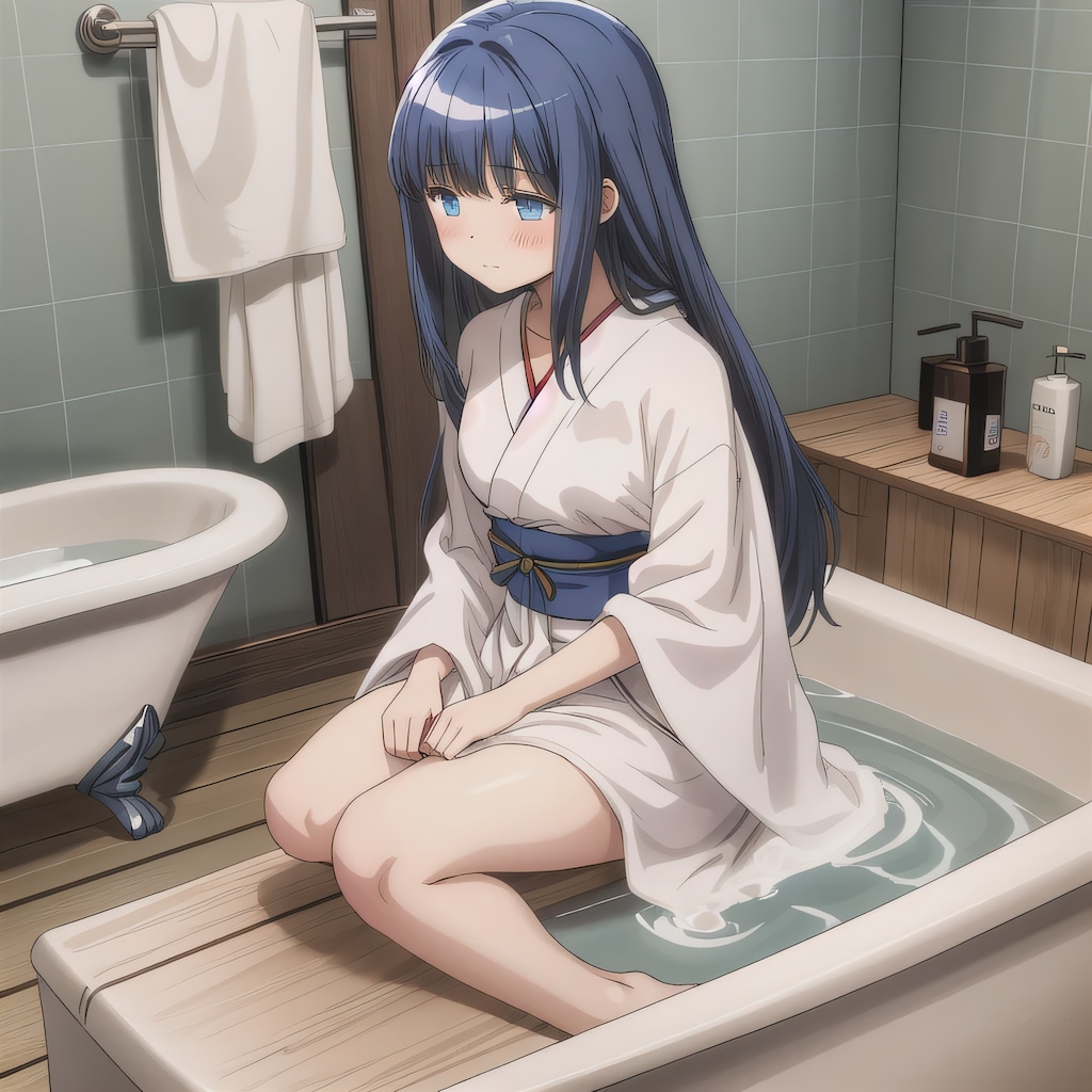 黒髪ロングでお風呂の少女４２