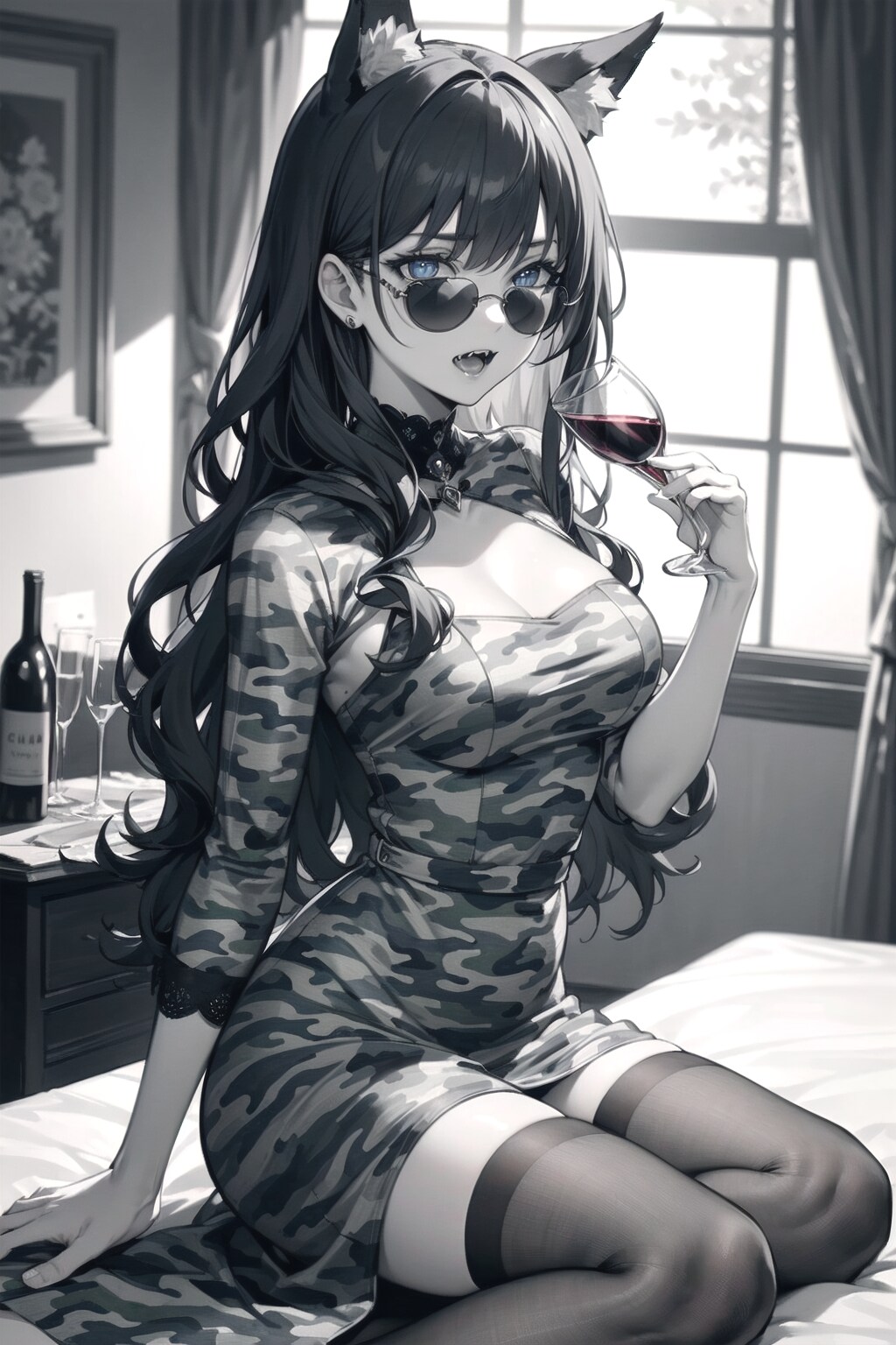 モノクロヴァンパイアなうちの子🐱🐰🐺🐱