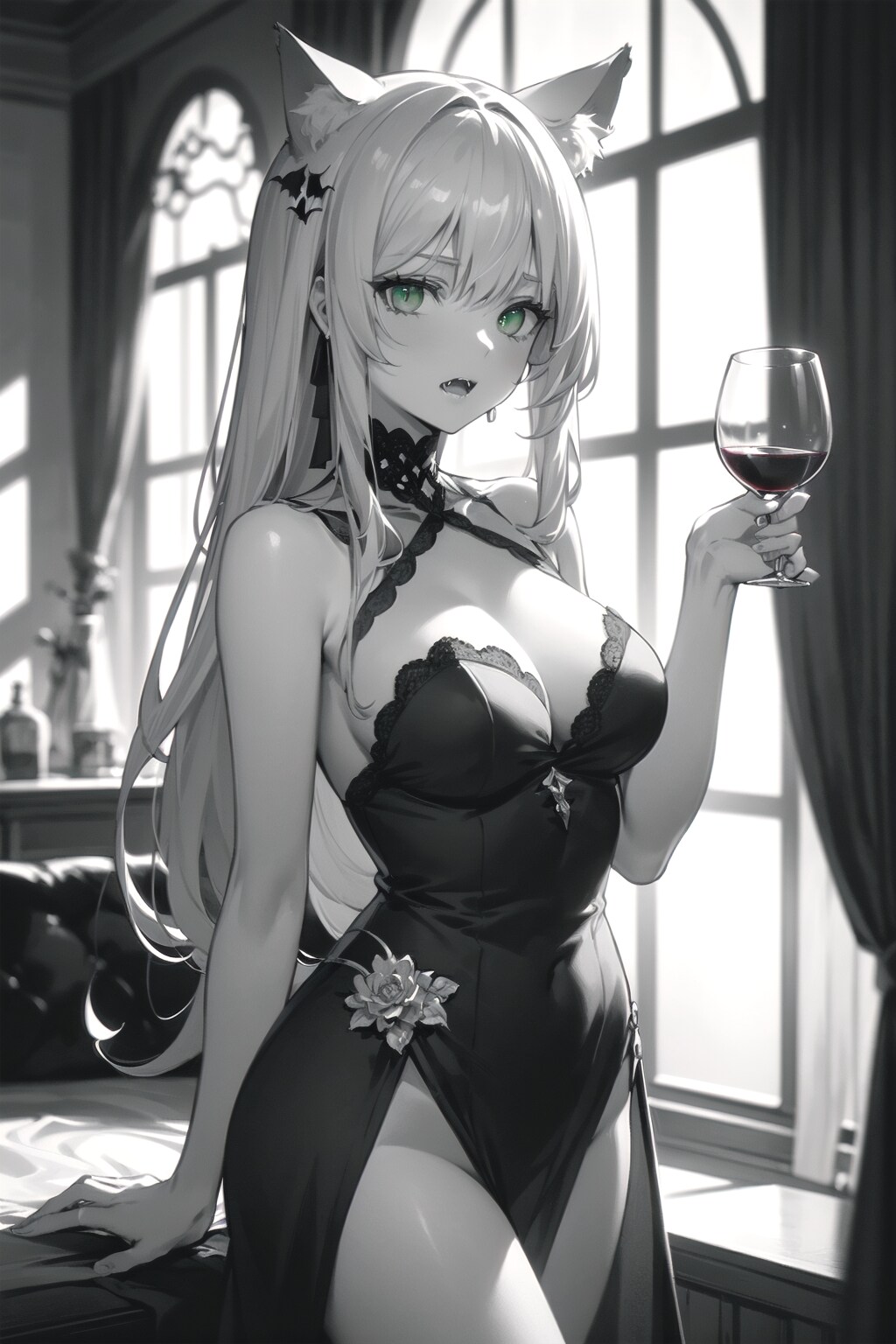 モノクロヴァンパイアなうちの子🐱🐰🐺🐱