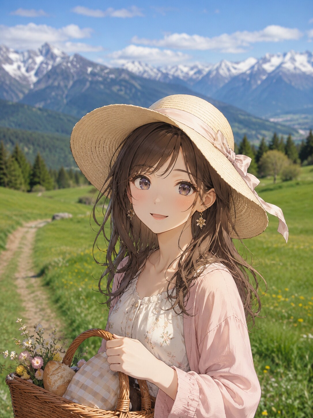 ピクニックの女性