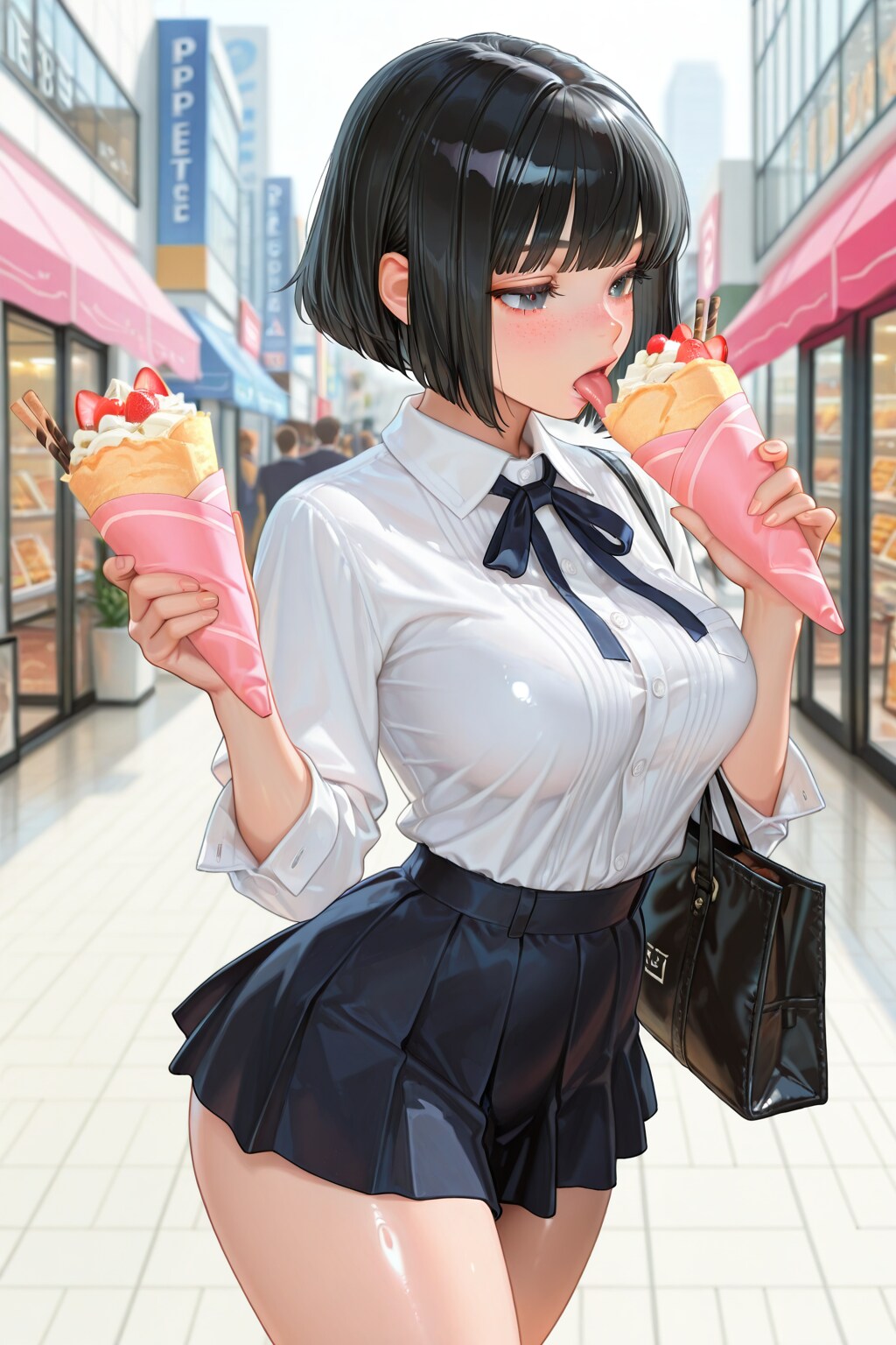 クレープを舐めるそばかすボブちゃん