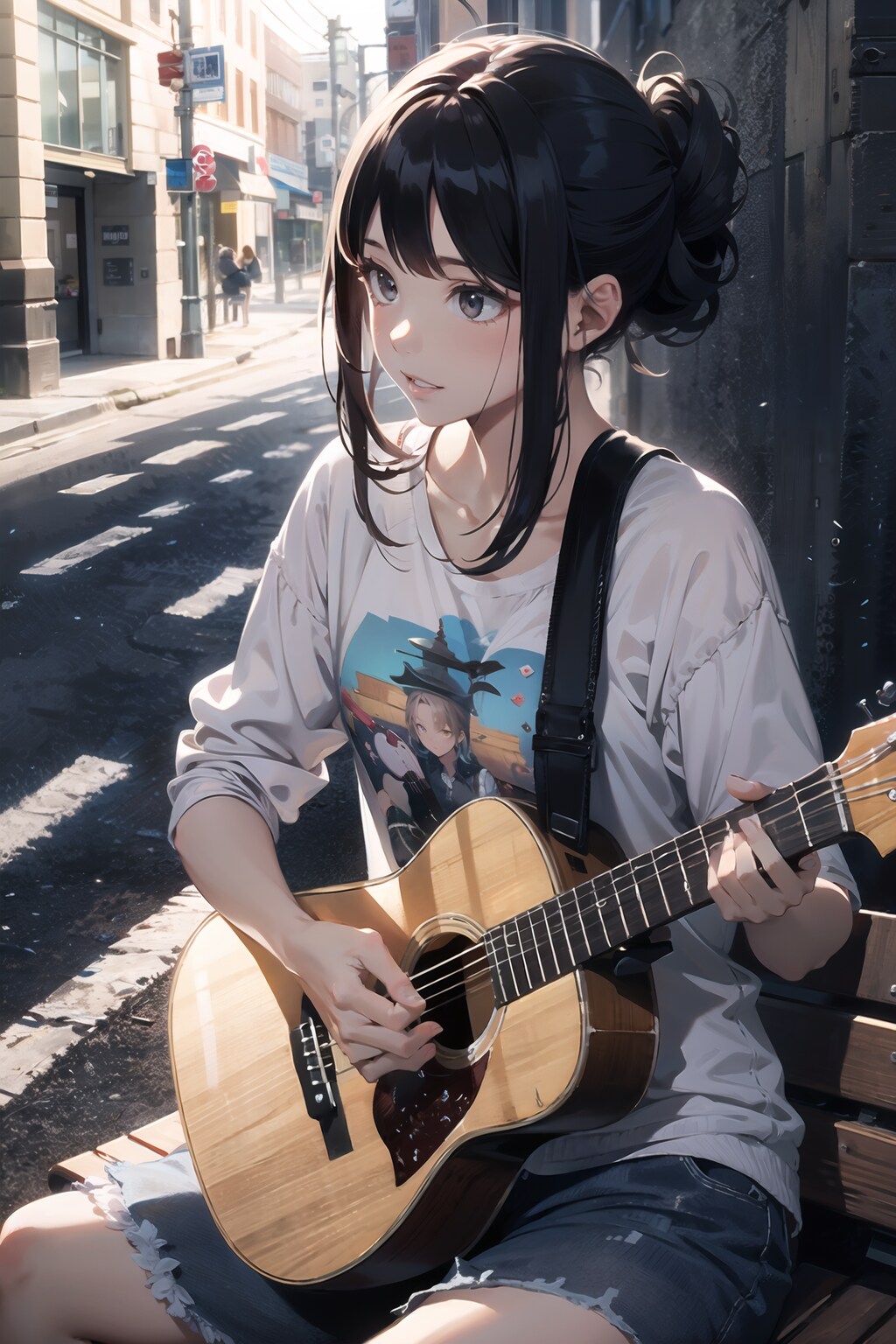 ストリートで練習する少女２