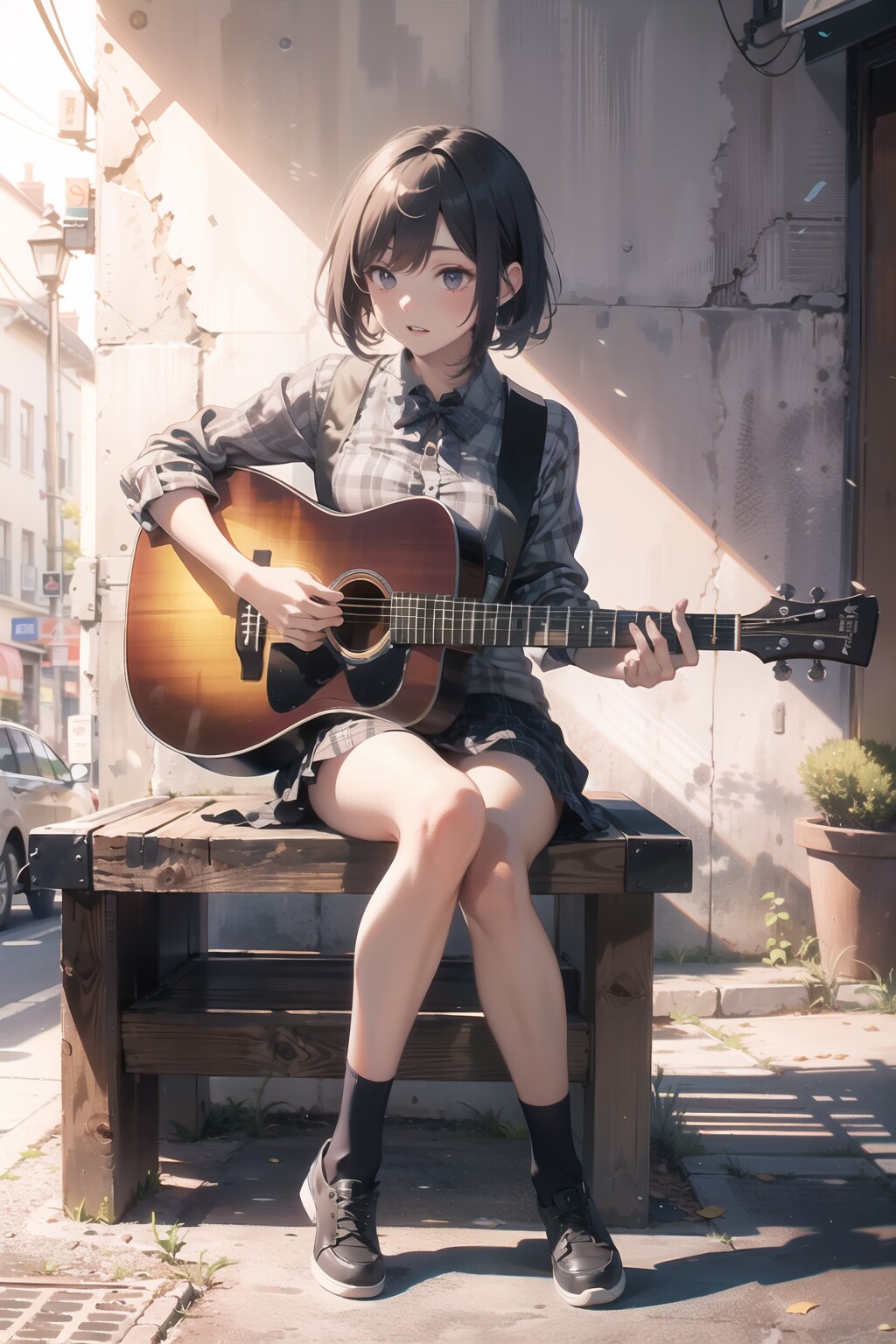 ストリートで練習する少女２