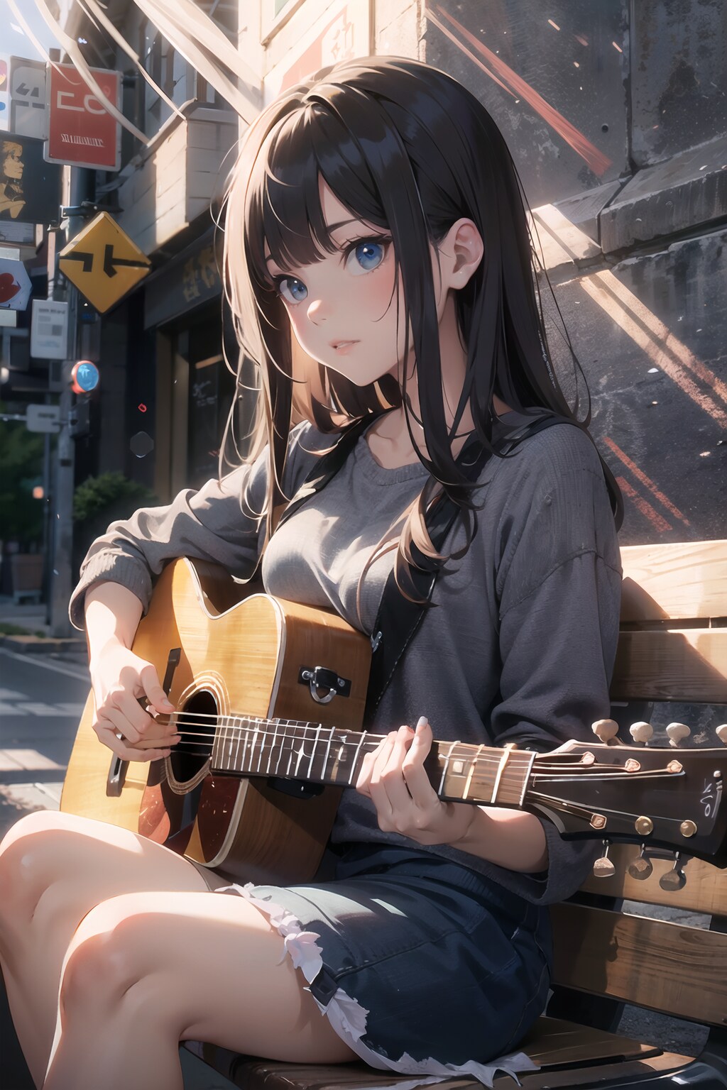 ストリートで練習する少女２