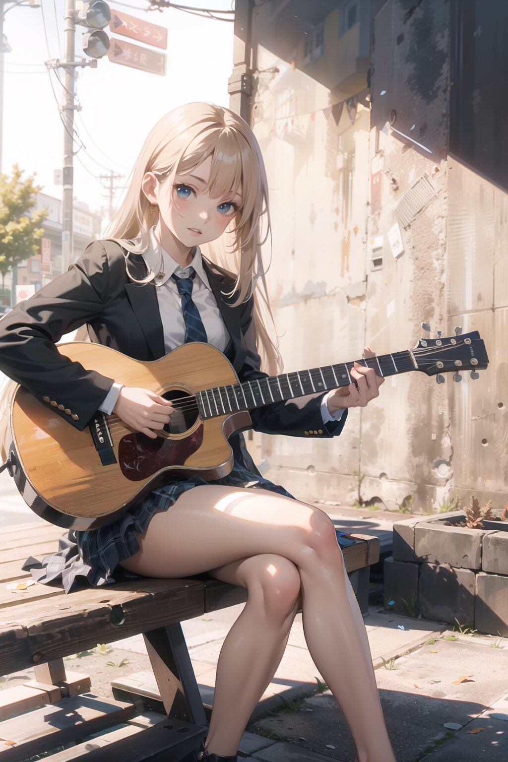 ストリートで練習する少女２