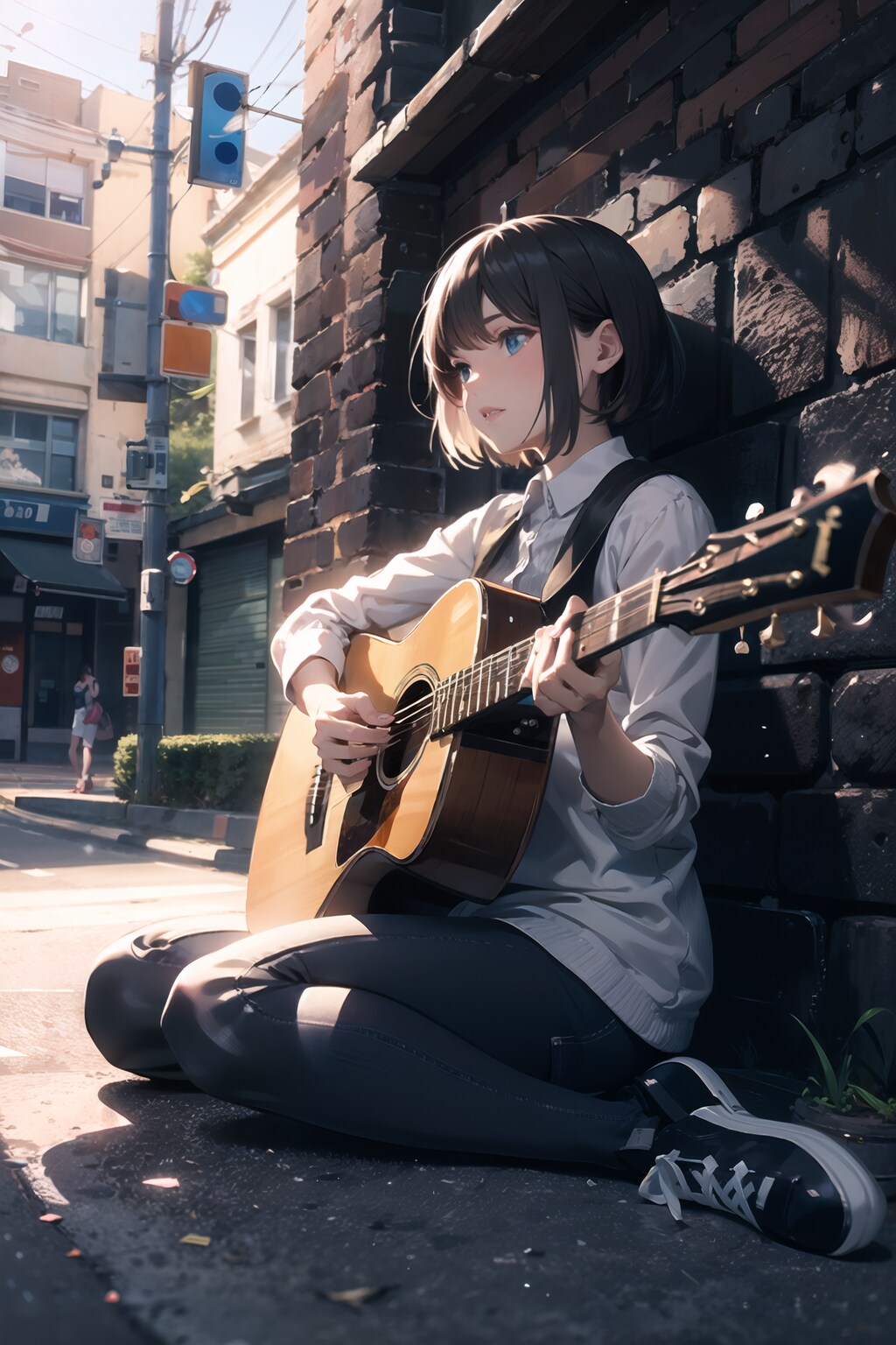ストリートで練習する少女２