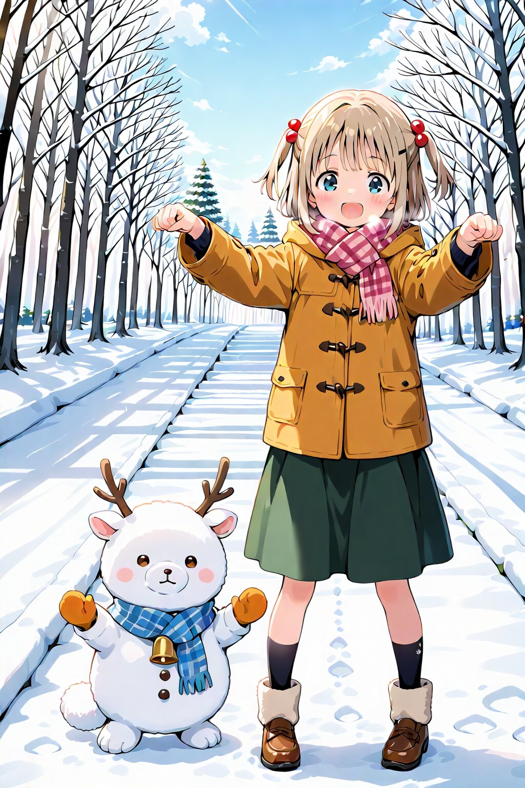 少女　雪だ～♪