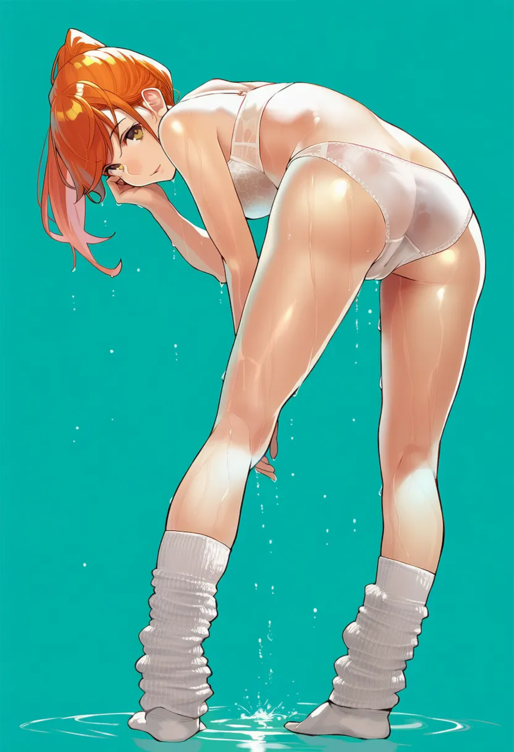 スケスケ水着とソックスと尻