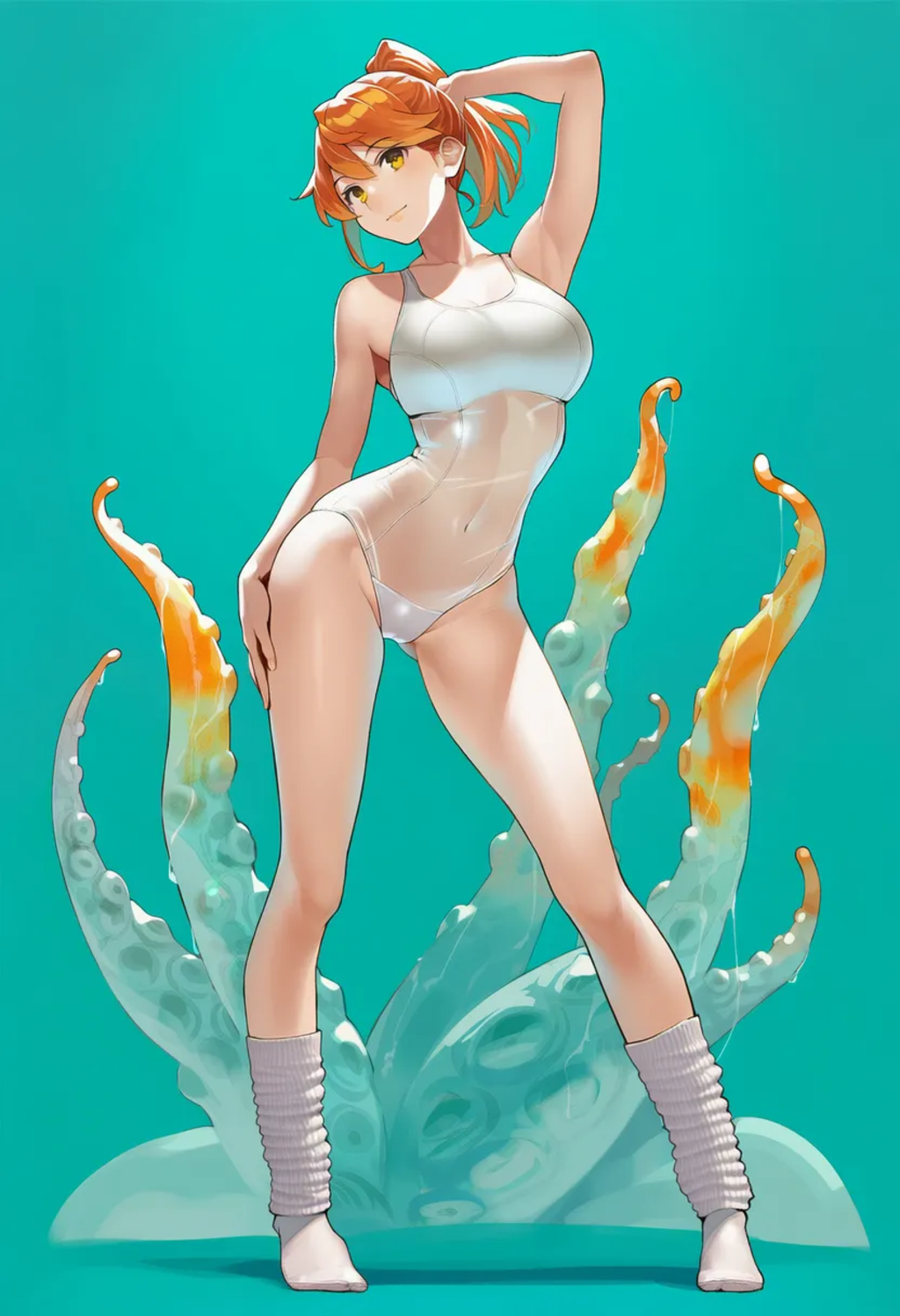 スケスケ水着とソックスと尻