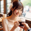 コーヒーを渡す彼女 3枚目