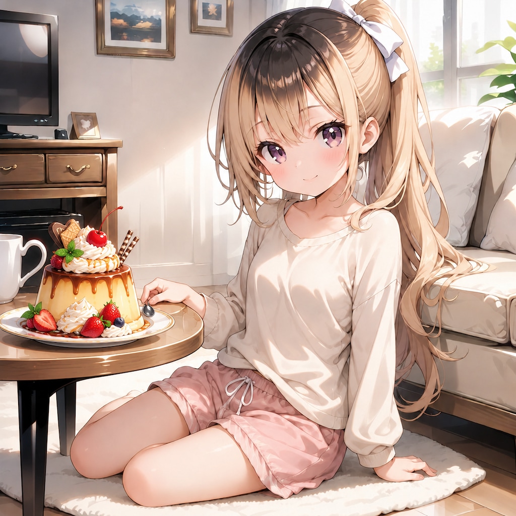 おやつのプリン⋯髪の毛もプリン