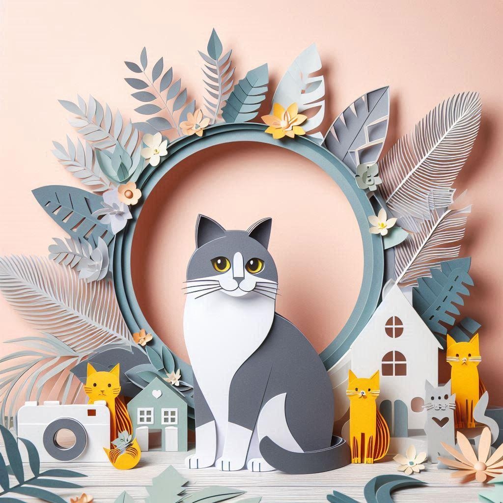 ペーパーアートの猫