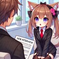 面接を受ける猫耳ちゃん 2枚目