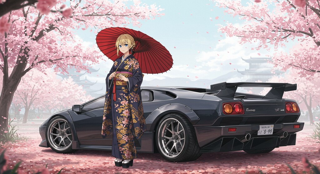 着物美女とディアブロ