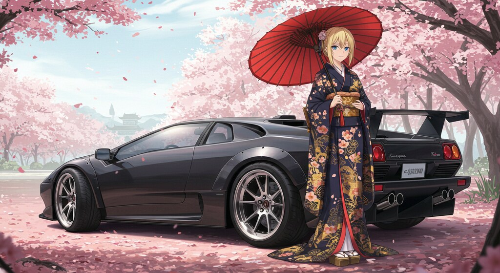 着物美女とディアブロ