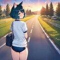 体操服で下校道する猫耳ボーイッシュさん 2枚目