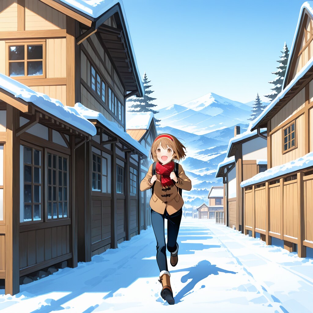 久々の雪、全力ダッシュ
